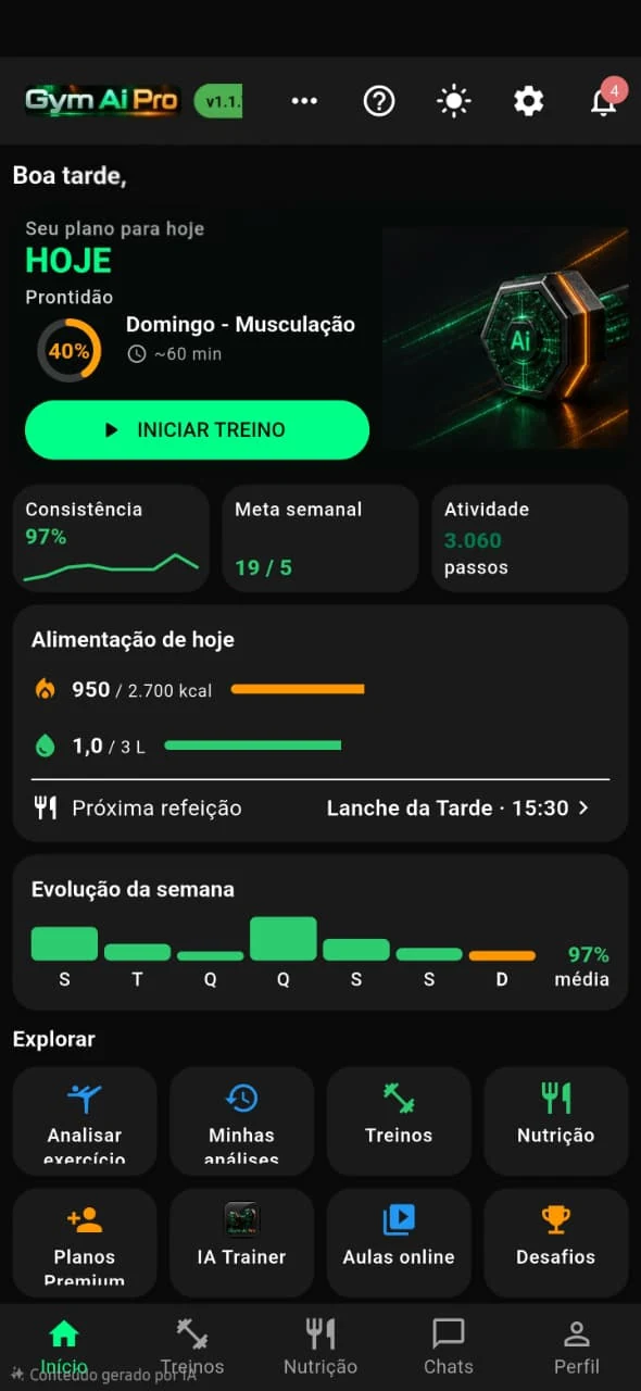 Tela da plataforma